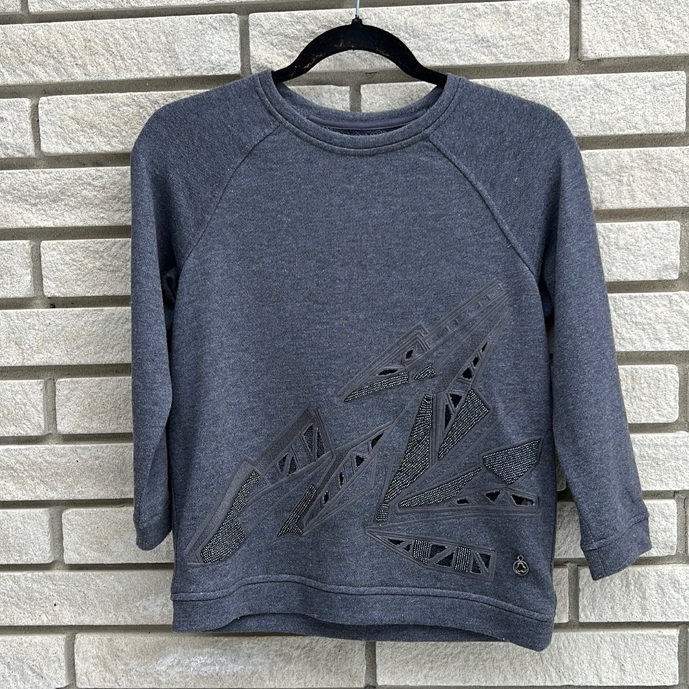 Titika Crewneck Sweatshirt with Sequins, Cutout Detail, 3/4 Sleeves Size XS